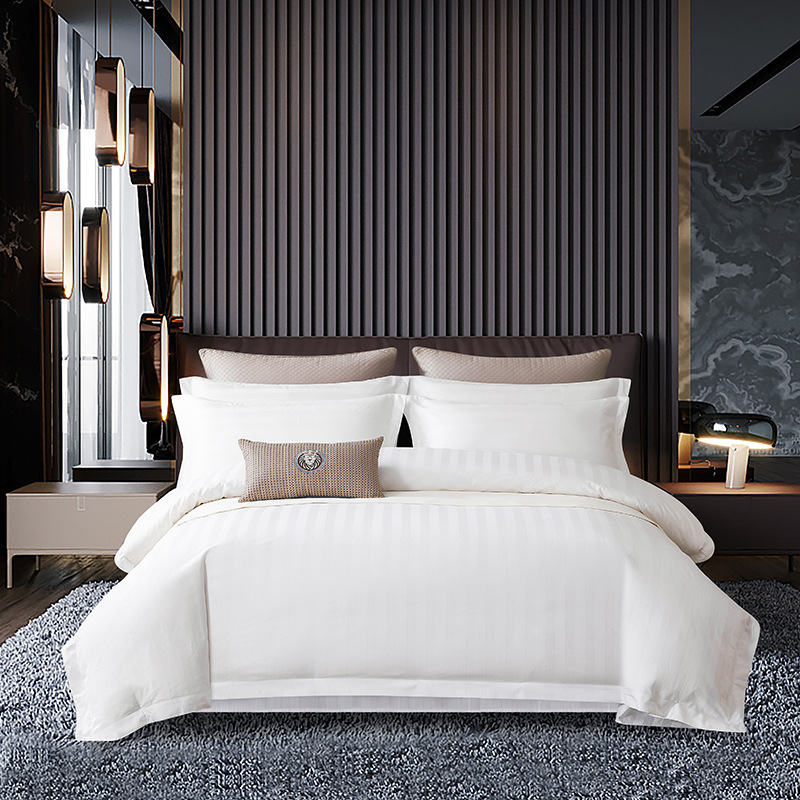 Hotel supplies, bedding, 60S pure cotton, homestay linen, bed covers, four-piece sets, bed sheet kits wholesale, homestay bedding, four-piece sets details Picture