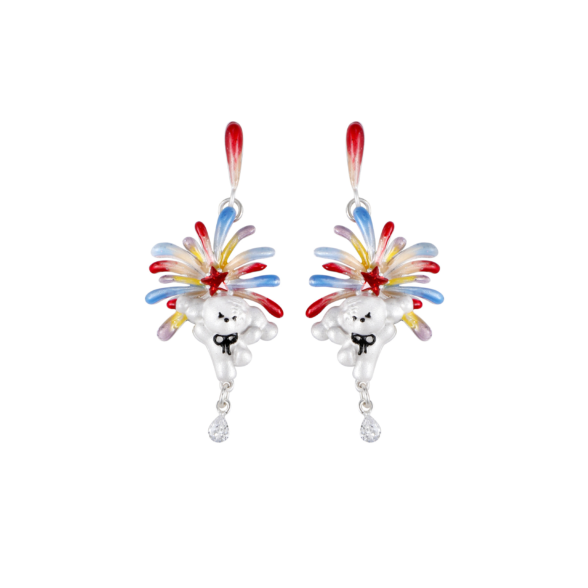 Original design colorful firework puppy series earrings 2026 New style, light luxury, fashionable and high-end exquisite earrings for women Item Picture