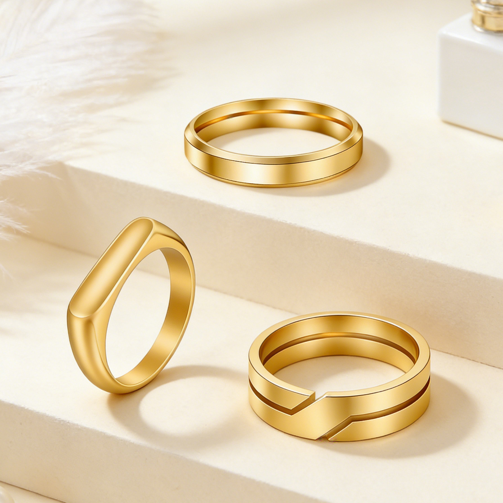 Cross-border new Amazon women's 4MM wide cast plain ring, Instagram cold talk style niche jewelry, popular titanium steel ring