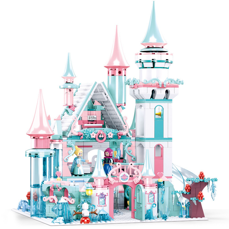 Ice and Snow Carriage, Frozen Castle Girl, Elsa Princess Villa Series toy Assembly, Puzzle toy gift Item Picture