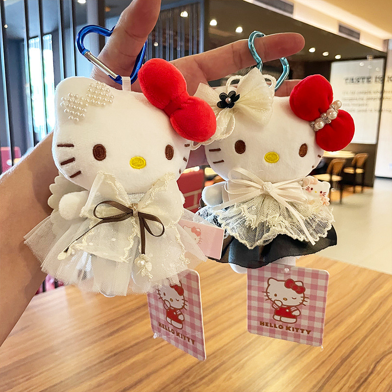 hellokitty plush toy, official Hello Kitty small pendant, cute gauze dress, kt cat bag pendant doll Application Scenario