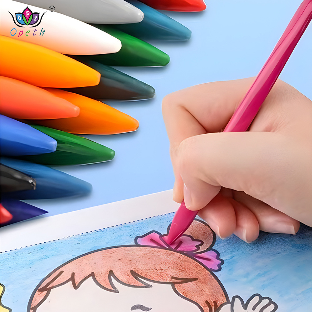Cross-border children's painted crayons, 36-color and 12-color washable and erasable triangular stick crayon set Specification image