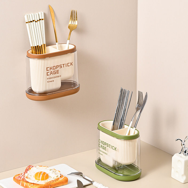 High-quality transparent household multi-functional wall-mounted desktop, knife, fork, spoon, tableware storage box, shelf, kitchen chopstick rack Application Scenario