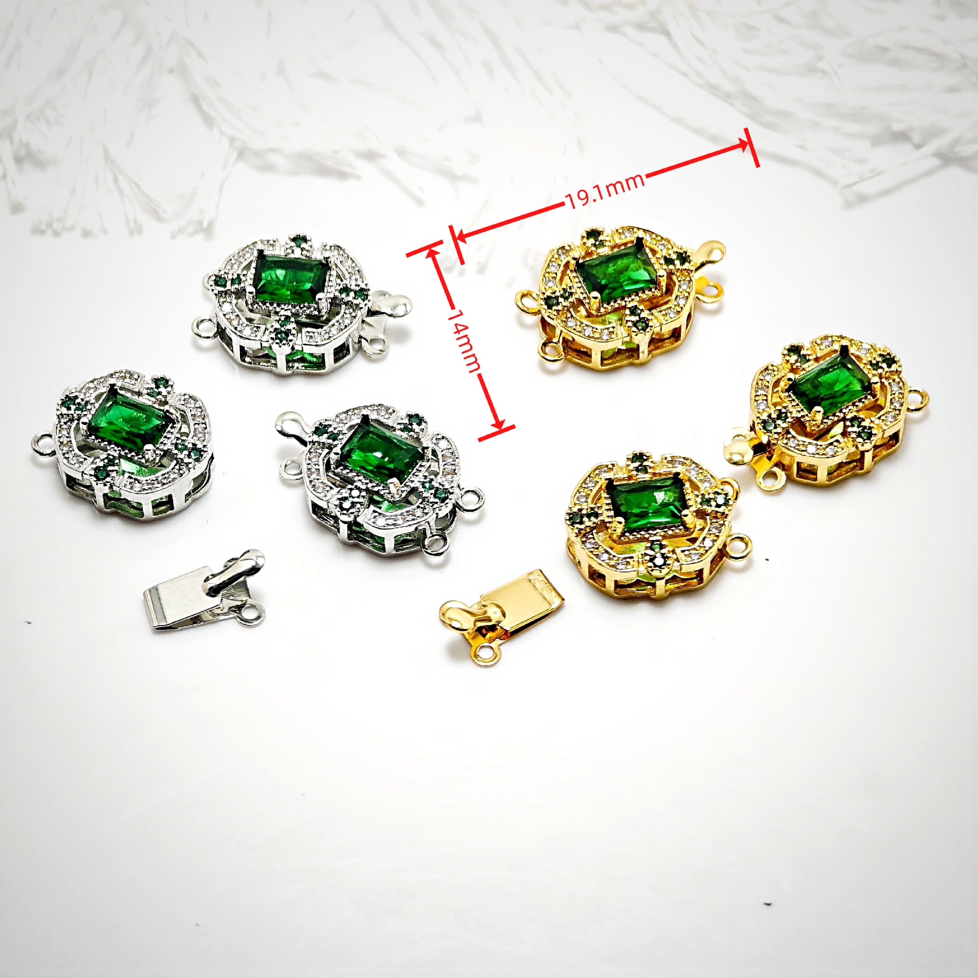 High color retention, real gold plating, double hanging, zirconium pearl buckle, pin, buckle necklace, connecting buckle head, DIY jewelry bracelet details Picture