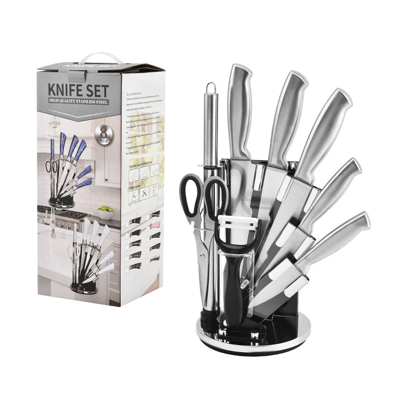A 9-piece set of household kitchen knives, including stainless steel hollow-handled kitchen knives, chef knives, fruit knives and gift knife sets Item Picture