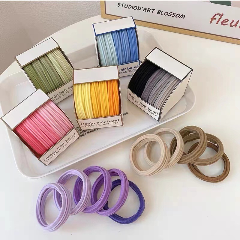 Candy-colored, seamless hair tie for girls, high elasticity, no damage to hair, box-packed hair tie, sweet girl hair accessory