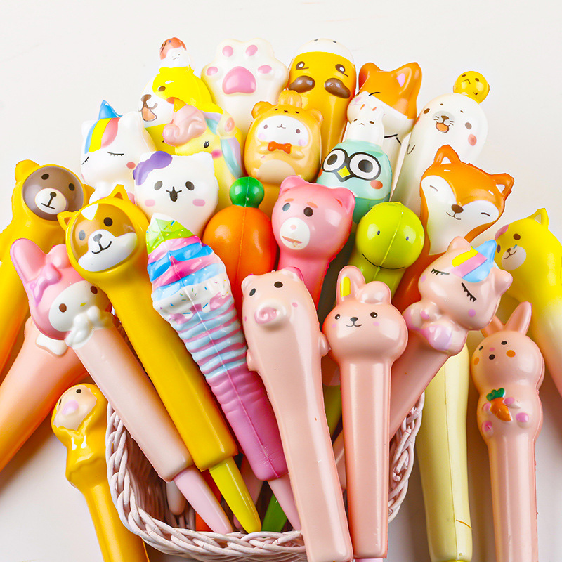Creative high-appearance-level sponge pen case cartoon doll student-specific smooth quick-drying gel pen full figure