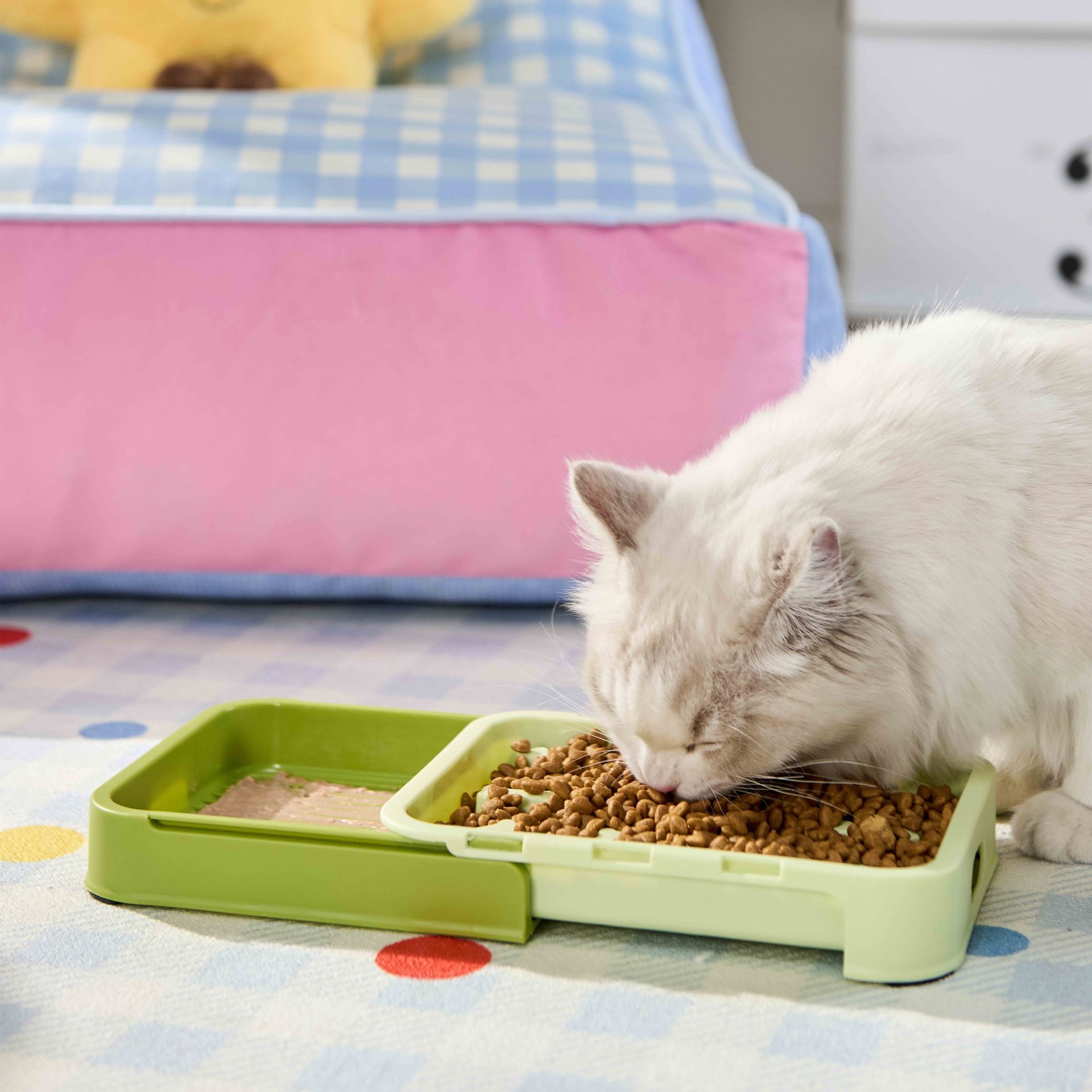 Nueva venta al por mayor pet pump licking slow food bowl anti-flop cat licking pad pet double bowl para perros details Picture
