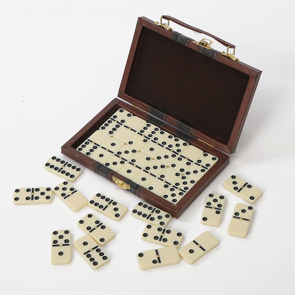 Factory wholesale of ivory-colored black dot dominoes, creative chess and card game gift dominoes on AliExpress details Picture