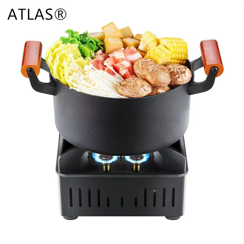 Outdoor portable seven-head fierce stove, windproof and quick heating, camping and picnic gas stove, golden copper core integrated cassette type Specification image