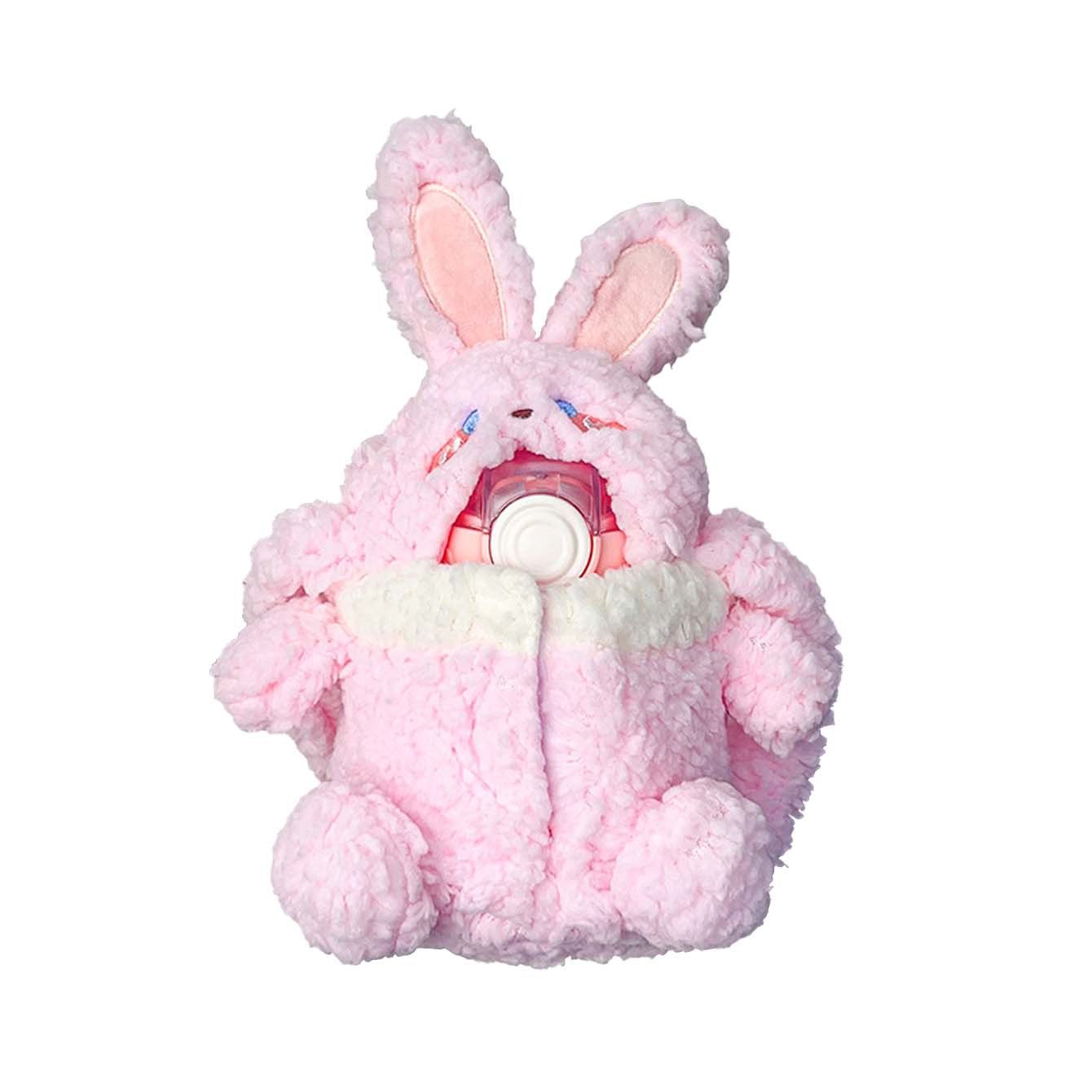 Cute and good-looking water cup protective plush case, portable shoulder strap, crossbody, children's anti-scald and anti-drop plush decoration Item Picture