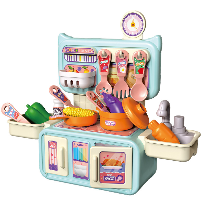 Cross-border House play spray Children's Kitchen simulation kitchen countertop Dining table Kitchenware Boys and Girls Cooking Intelligence Toy set Item Picture