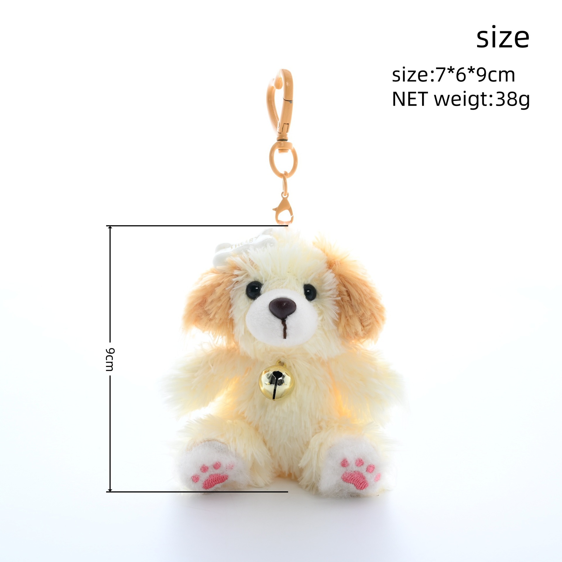 Cute bell puppy plush pendant bag decoration, cute doll in stock, keychain, cute puppy soft fur details Picture
