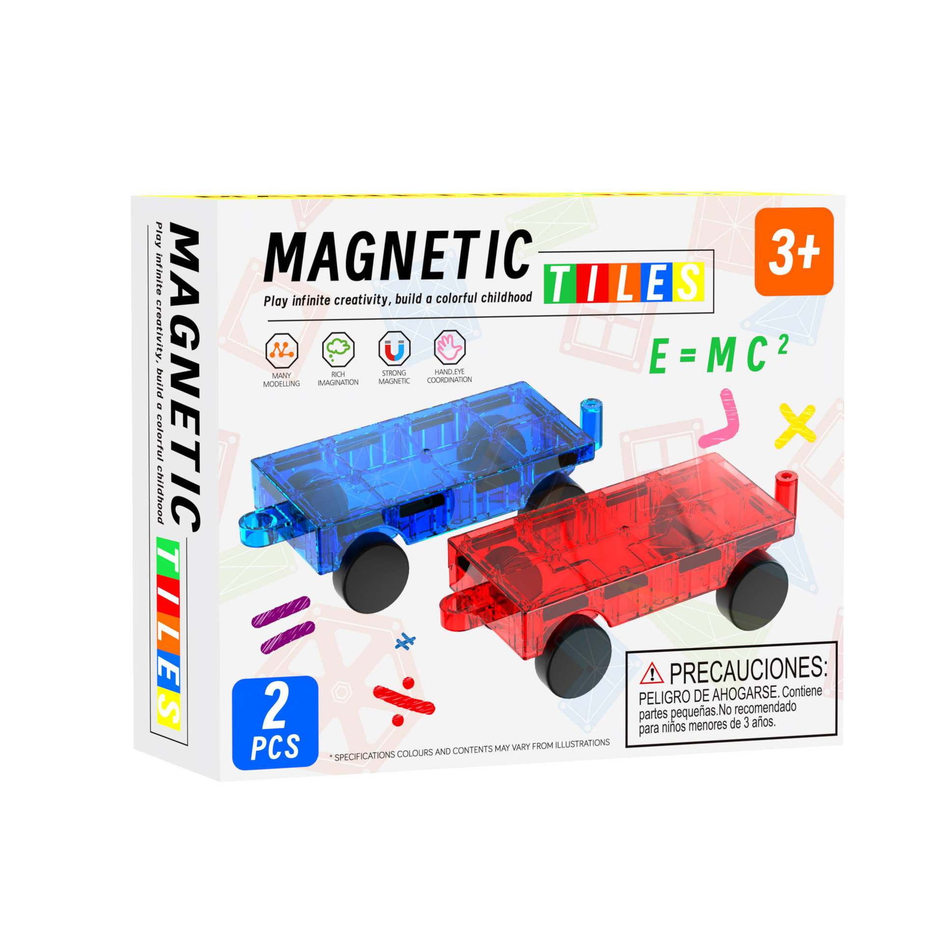 儿童磁力小车2片彩盒装彩窗磁力片散片补充片磁性积木玩具批发细节图