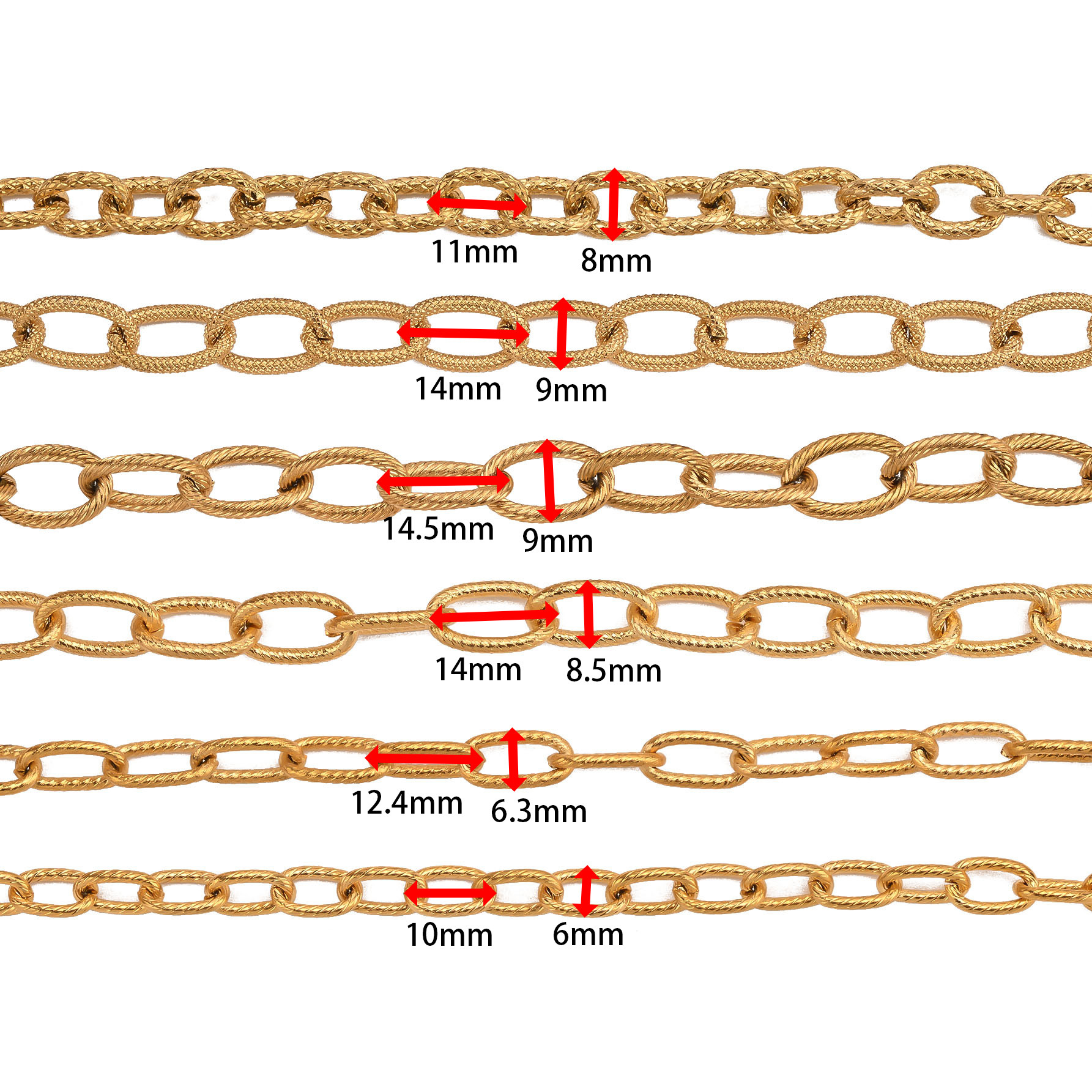 Stainless steel cross-shaped chain, threaded mesh O-shaped chain, vacuum electroplated color-preserving jewelry, DIY luggage and clothing accessory chain details Picture