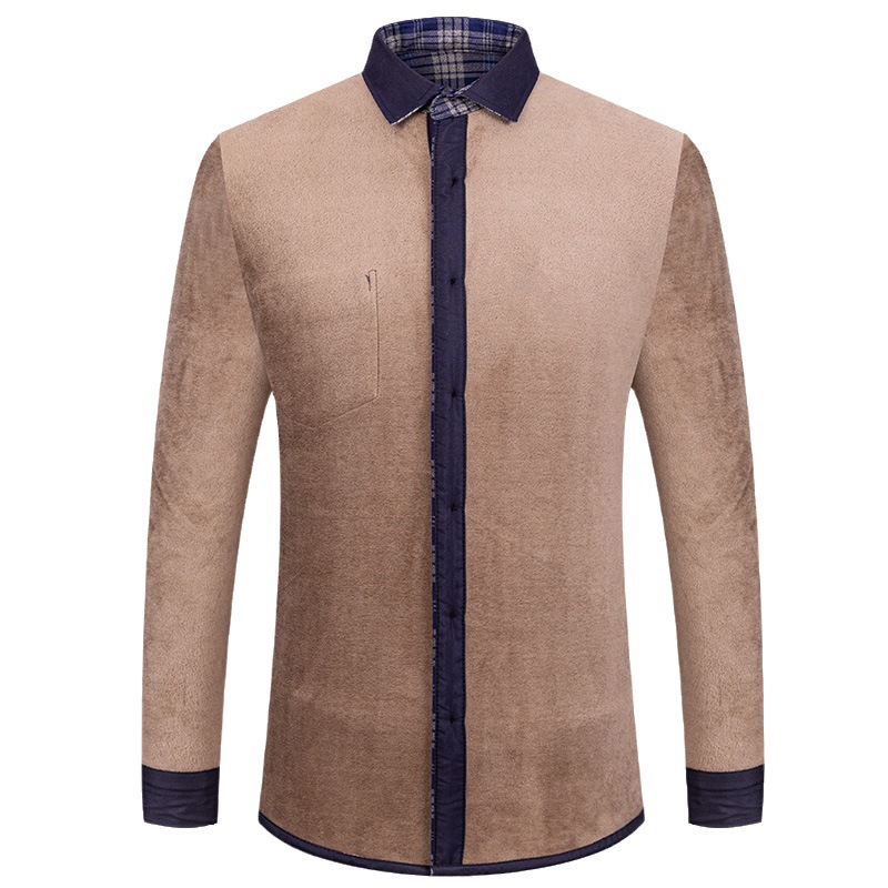 男保暖衬衫/上衣服男士长袖/保暖衬衫/衬衫/男衬衫保暖白底实物图