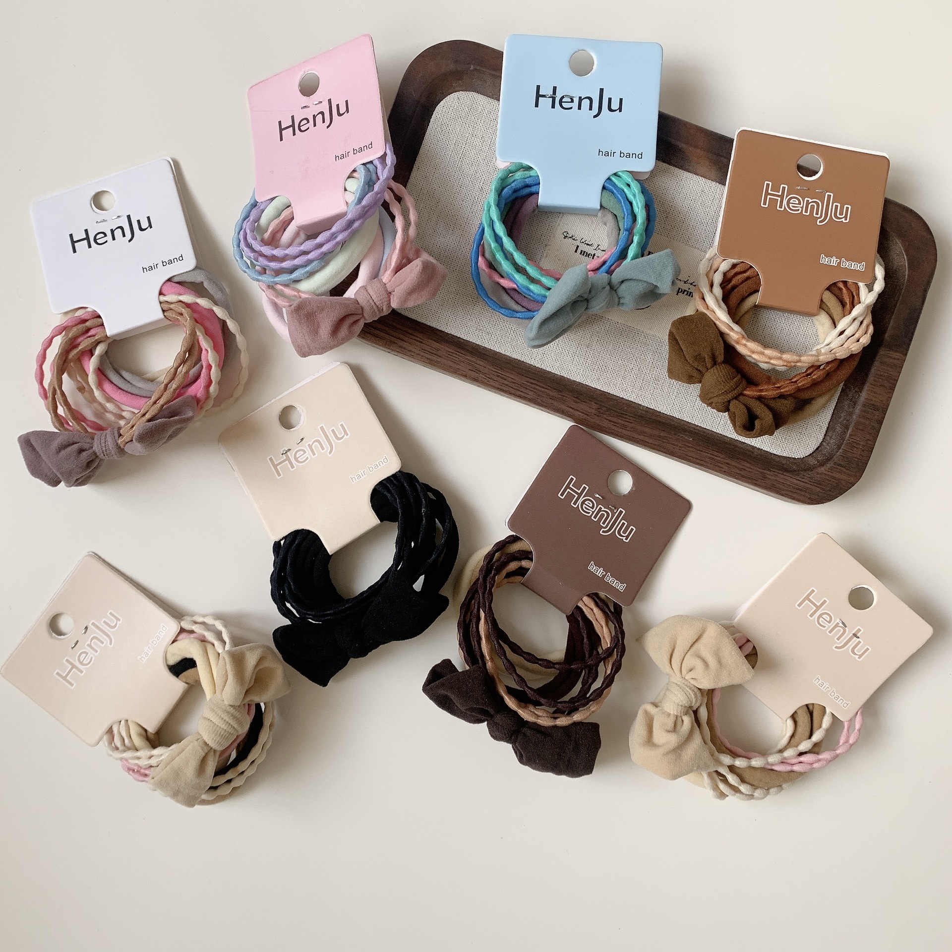 奶咖系蝴蝶结发圈韩版简约皮筋法式复古百搭头绳网红新款发绳发饰