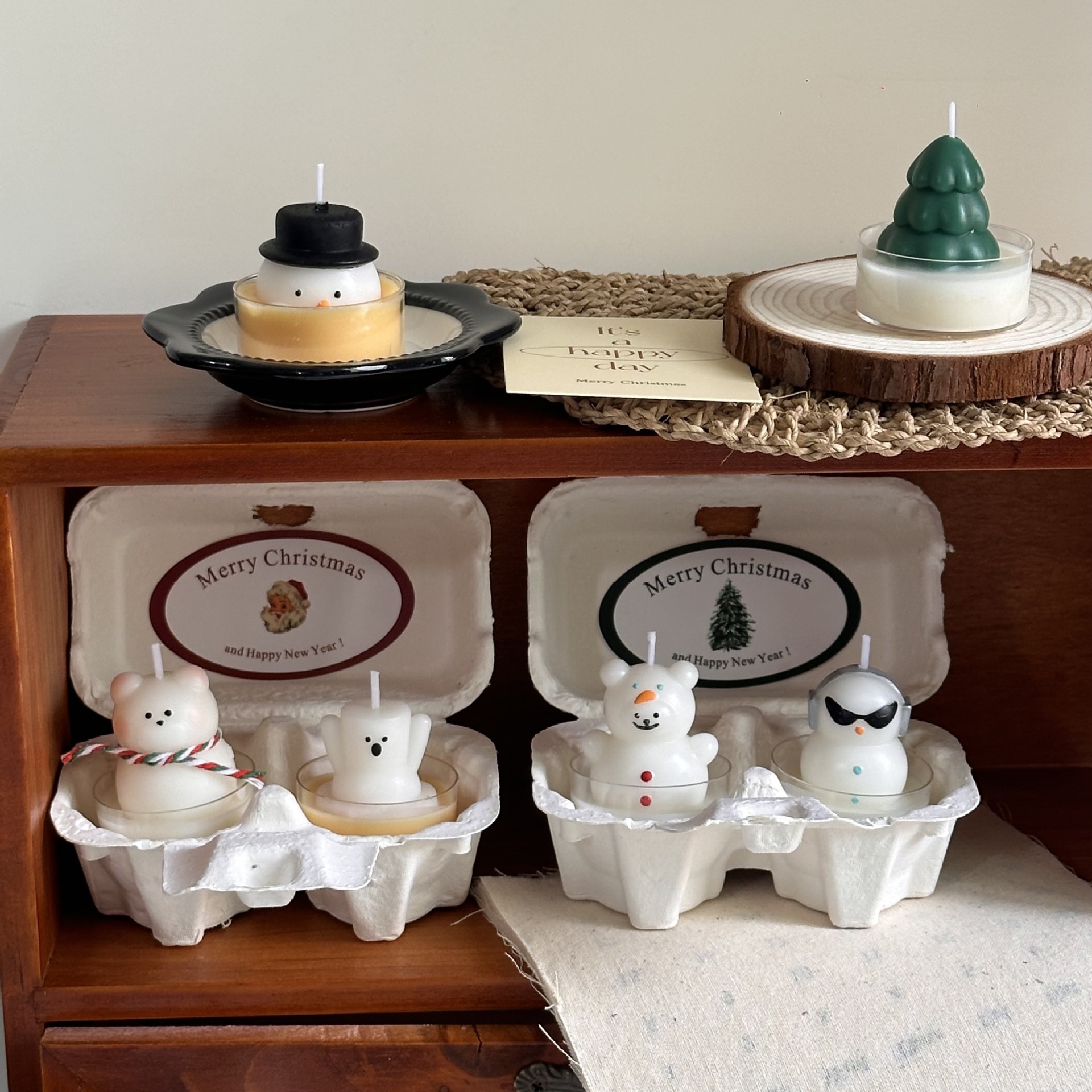 Cute Hand-Painted Scented Tea Candles, Snowmen, Winter Atmosphere Ornaments, Photo Props, Festival Gifts For Christmas Specification drawing