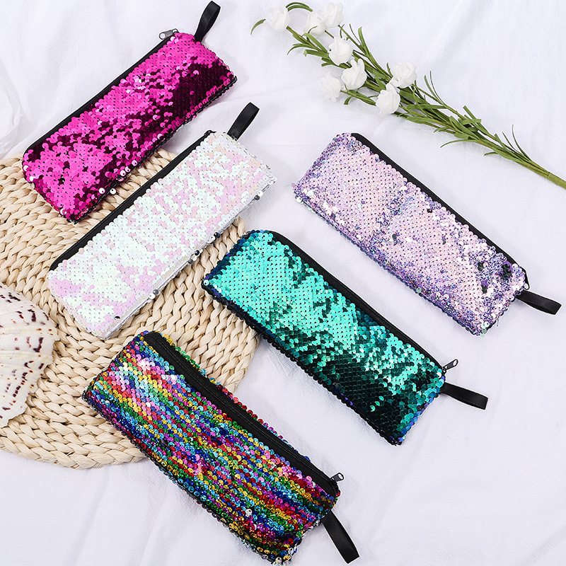 Cross-border sequin bag, mermaid sequin storage bag, loose change storage bag, women's sequin makeup bag, portable tassel women's bag, sequin bag