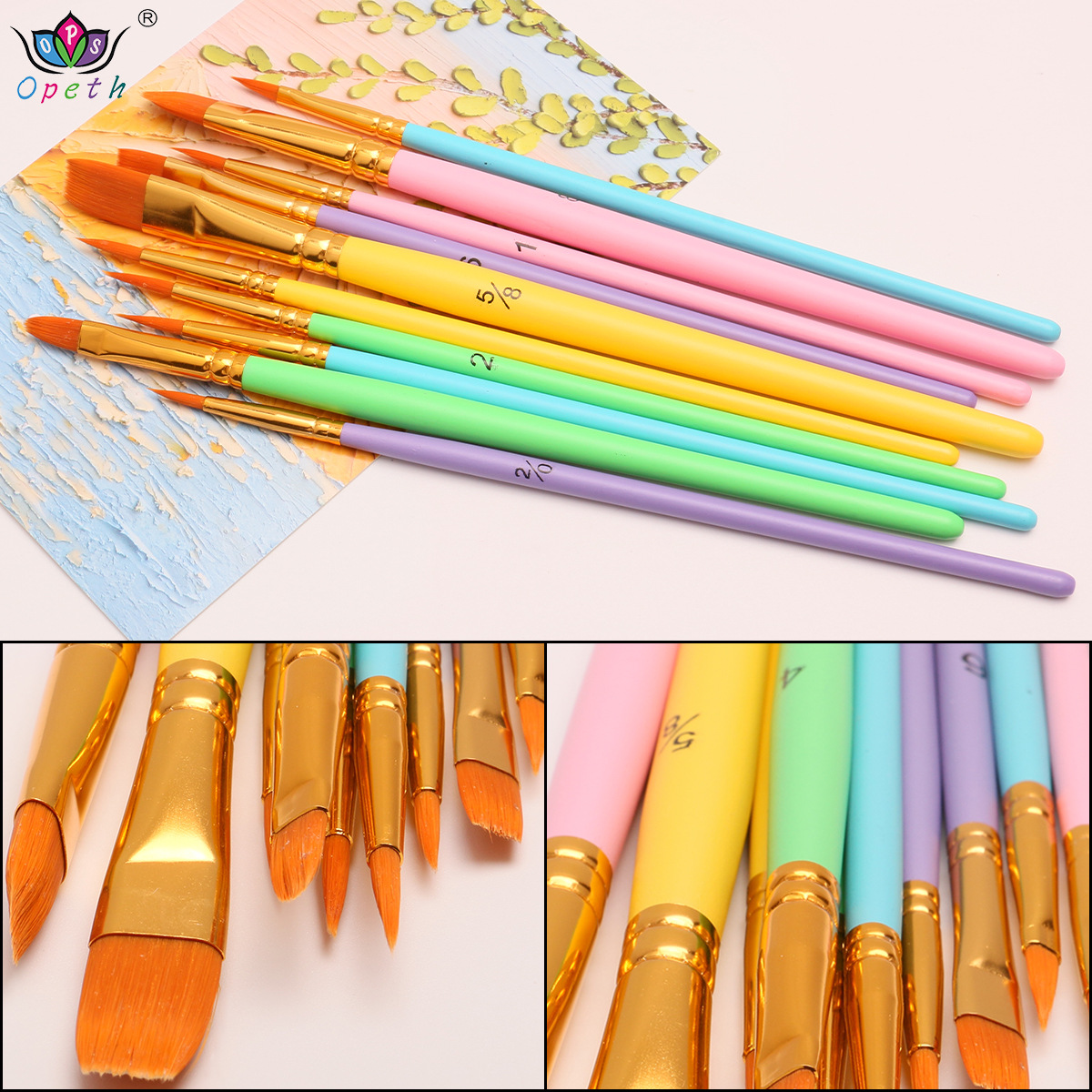 وصباغ ماكارون العابرة للحدود عبارة عن 10 فرشاة رسم فنية بالألوان من مسحوق الماء بالبروبيلين Specification image