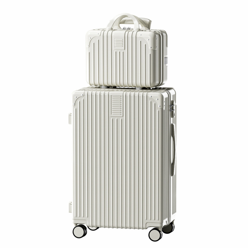 行李箱新款男拉杆箱密码箱子万向轮女学生大容量结实耐用旅行皮箱白底实物图