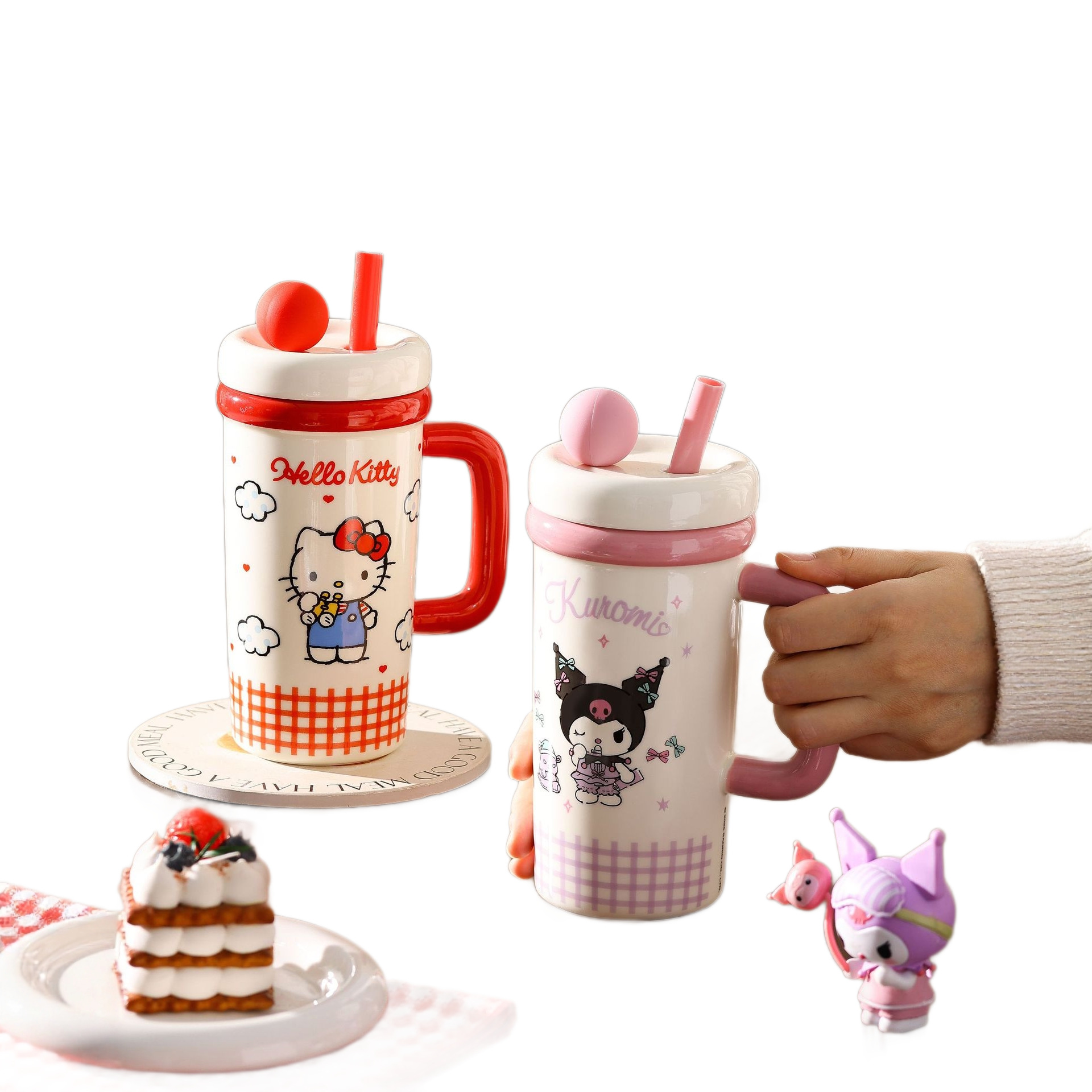 Sanrio Coolomi Ice Cup, large-capacity ceramic mugs for both boys and girls, high appearance level children's water cup gift Item Picture