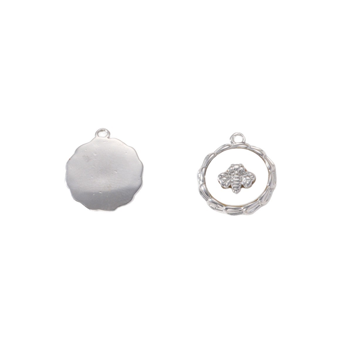 Copper-plated real gold color-preserving white marble bee necklace pendant DIY bracelet, European and American high-end style hanging accessory Item Picture