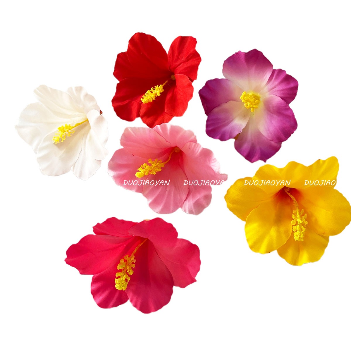 New cross-border Hibiscus flower hairpin, oversized realistic fabric flower Hawaiian vacation style, 12cm creative hairpin for women Item Picture