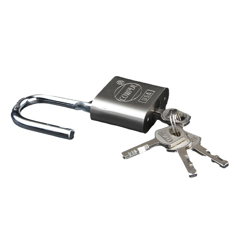 The manufacturer wholesals square blade arc-shaped white steel padlocks. The long beam is 30MM open and the short beam is made of stainless steel with chrome plating treatment Item Picture