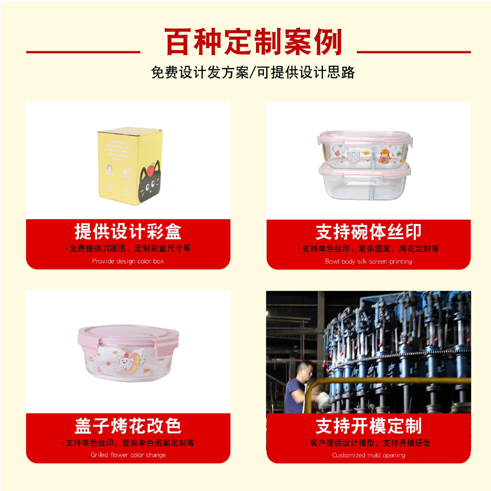 Glass lunch boxes that can be used in the microwave, food-grade preservation boxes, special sealed boxes for office workers, lunch boxes, and round lunch boxes Specification image
