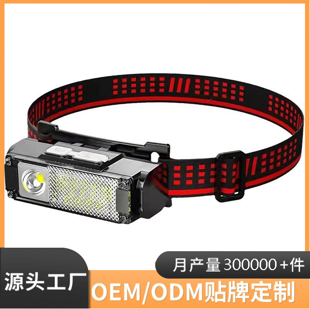 Ultra-bright COB small headlamp LED outdoor camping, mountain climbing, hiking and night cycling headlamp Plastic head-mounted high-intensity and high-brightness
