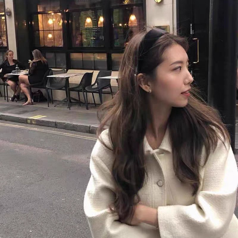 A pearl black velvet wide hairband for women's autumn and winter Korean-style high top hairband with a high-end and elegant look Specification image