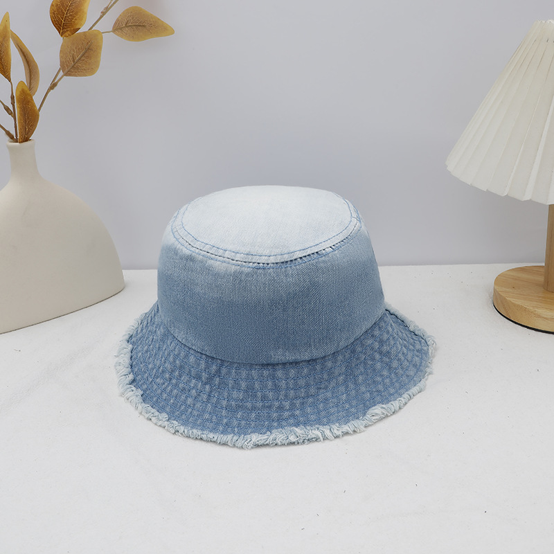 Korean washed denim fisherman hats for export, four-season solid color frilled basin hats, cross-border supply, women's sun hats Specification image