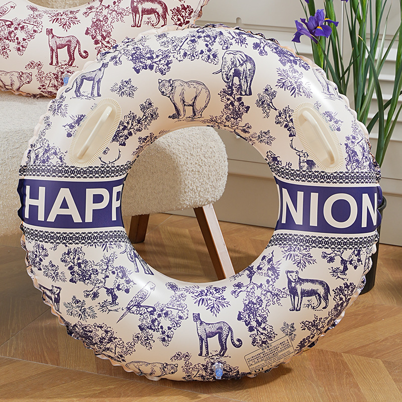 新款水墨风游泳圈成人加大加厚把手创意古典风格泳圈浮圈腋下圈细节图