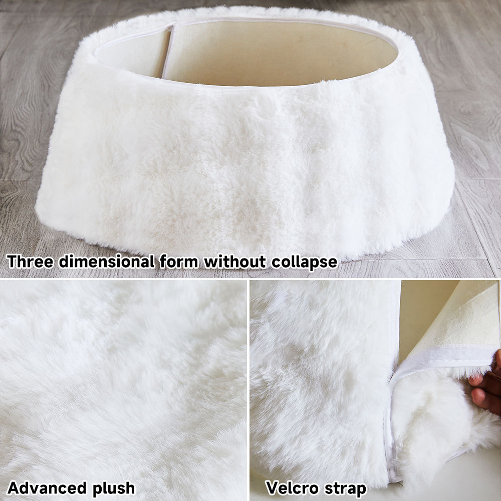 Cross-border new product TEMU Christmas decoration: Plush tree frame, sequined three-dimensional tree skirt base, circular base frame under the Christmas tree Specification image
