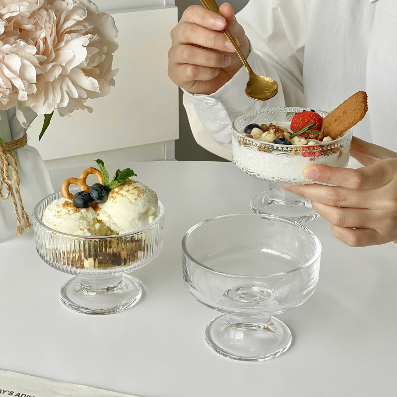 ins simple glass dessert bowl, yogurt cup, tall ice cream bowl cup, ice cream cup, yogurt cup