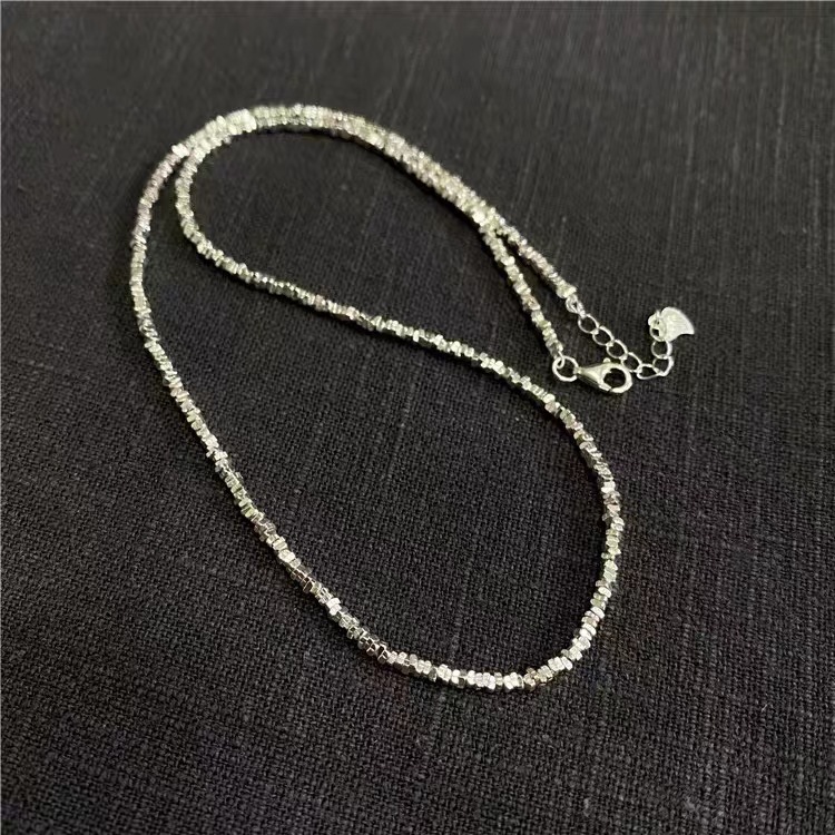925 silver layering plain chain collarbone chain, women's ins high-end silver jewelry, niche and simple, a few pieces of broken silver necklace details Picture