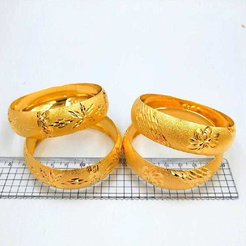 Sand gold bracelet, 24K real gold plated with brass, closed mouth batch bracelet, imitation gold wedding jewelry for brides and brides wholesale