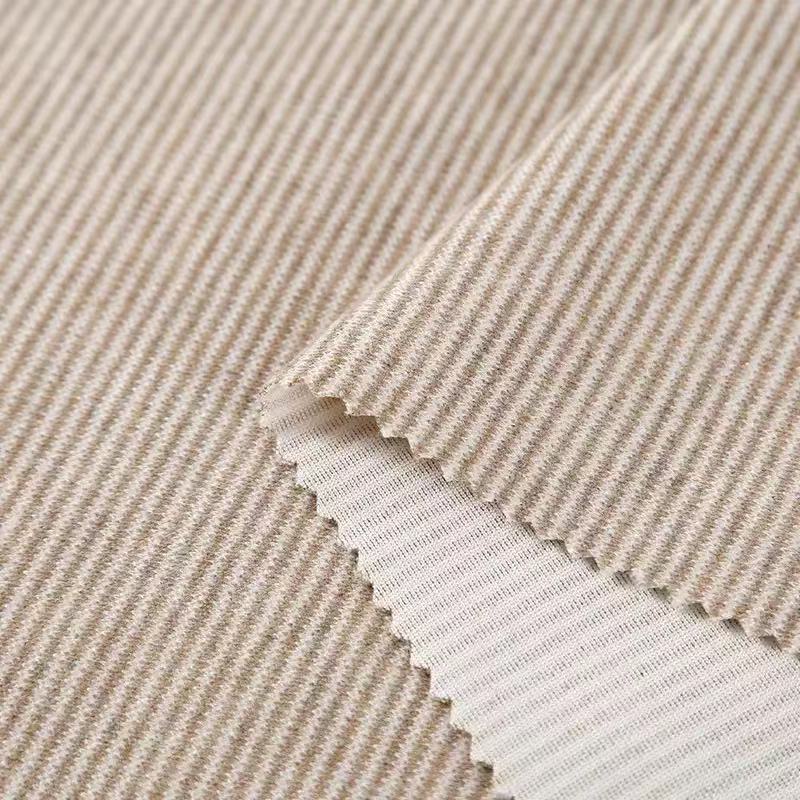 In stock, TR-colored spun 817# sheepskin wool horizontal striped knitted fabric is available for autumn and winter warm base layer and home wear details Picture