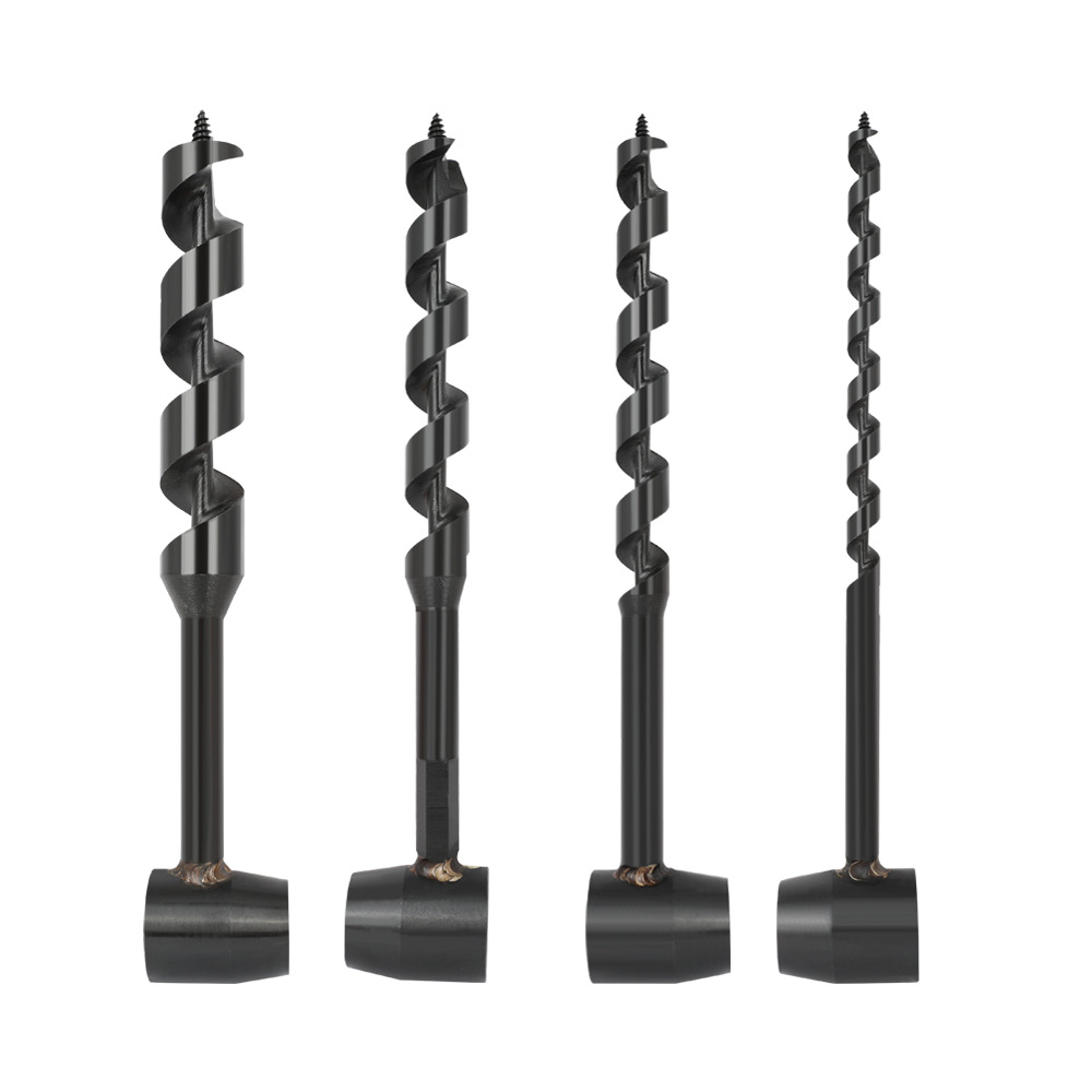New version of cross-border Amazon wilderness survival drill bit, woodworking extended hand drill, black four-edge support drill Item Picture