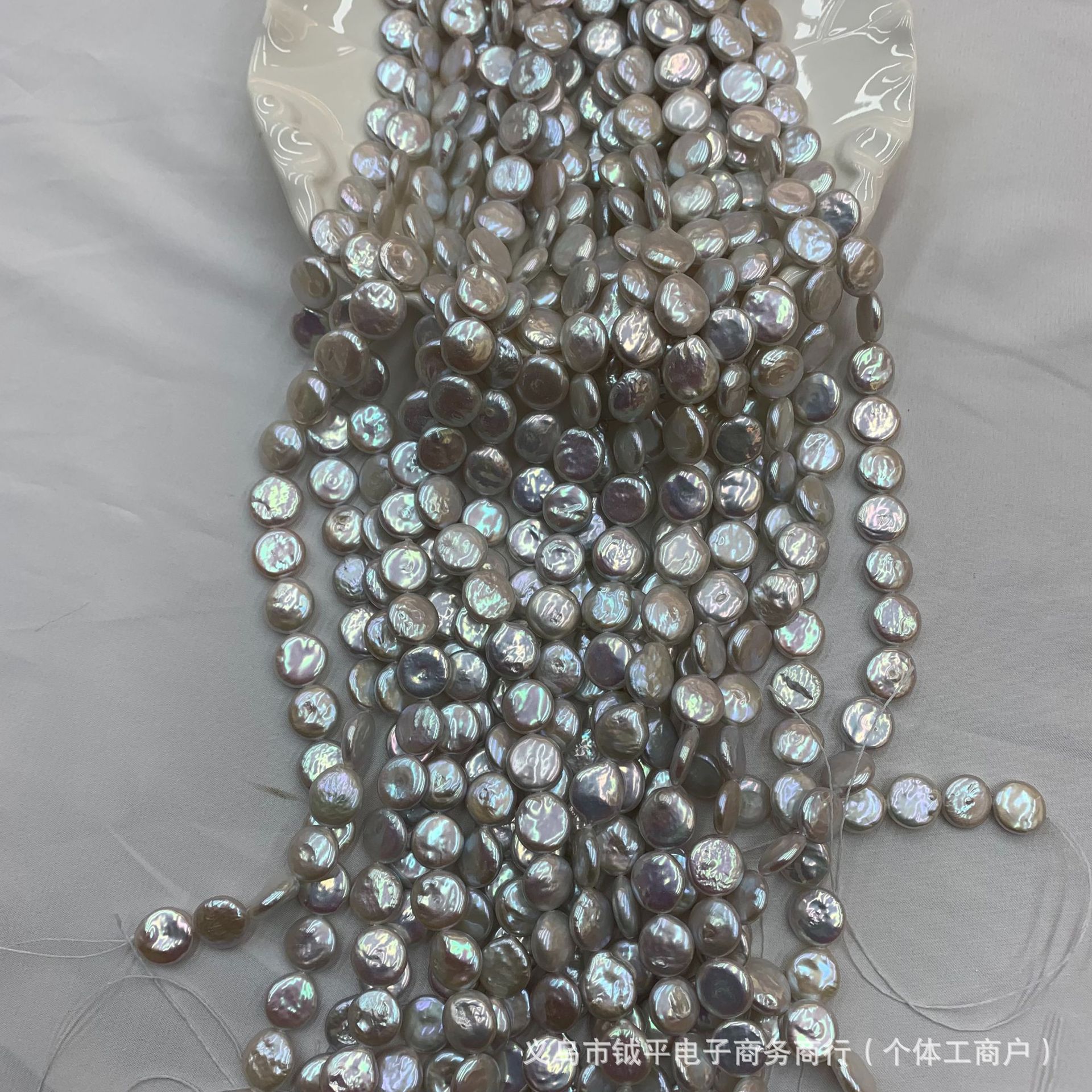 14-15mm纽扣珍珠天然淡水珍珠散珠DIY手串串珠项链手链手工配件