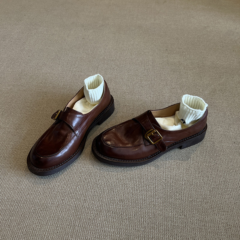 牛皮2025真皮厚底乐福鞋春秋单鞋黑色百搭鞋子英伦学院风小皮鞋女细节图