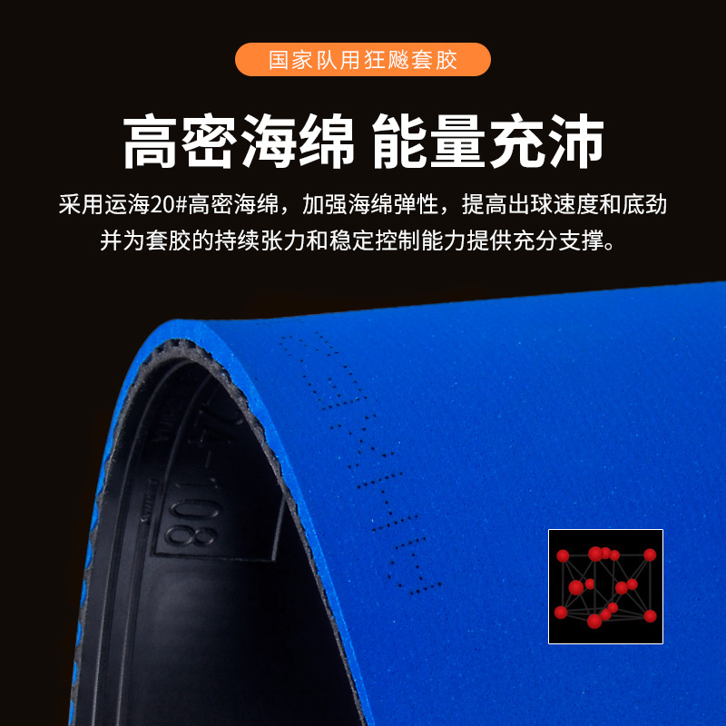 Red Double Happiness National Set Kuang Biao 3 Table Tennis Racket Rubber Reverse Rubber National Team Kuang Biao 3 Blue Sponge Rubber National Set Genuine Product details Picture
