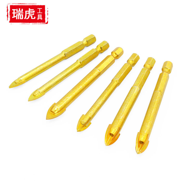 Hexagonal handle woodworking ceramic reaming drill bit, hole opener, cement wall drill, glass drill bit, alloy triangular drill for drilling full figure