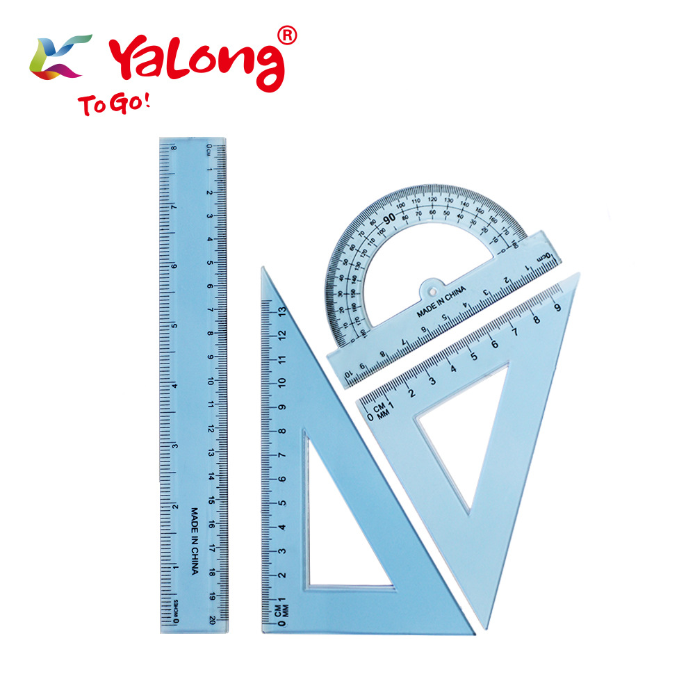 Yalong88135 4 pcs Geometry Set, Computer Resin Ruler, Math Tool Set, School Stationery Set details Picture