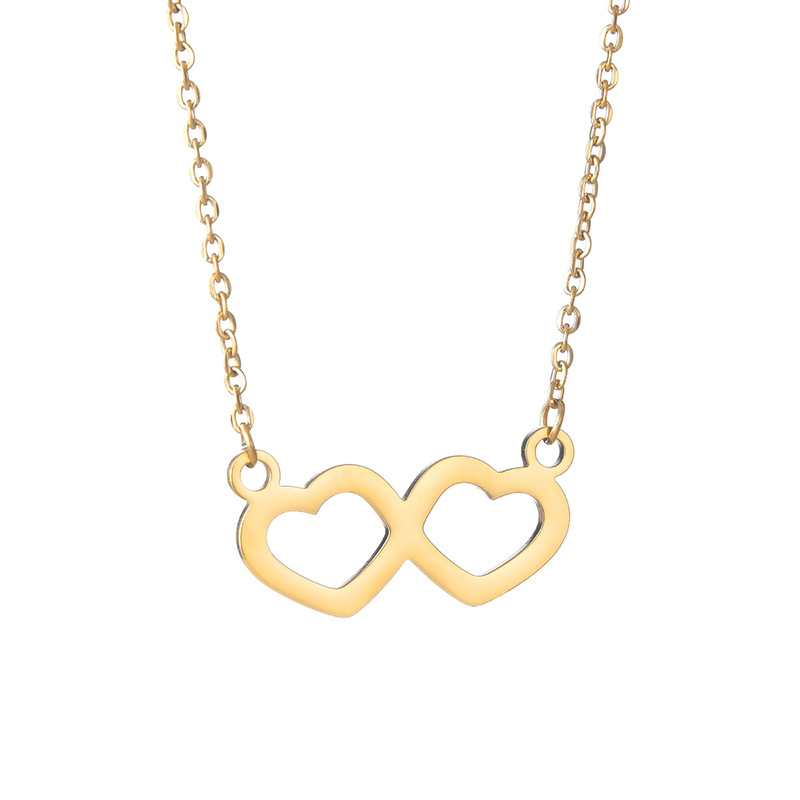 Japón y Corea del Sur ins viento accesorios doble amor pareja multifuncional collar regalo de san valentín vacío chapado oro no se desvanecen Item Picture