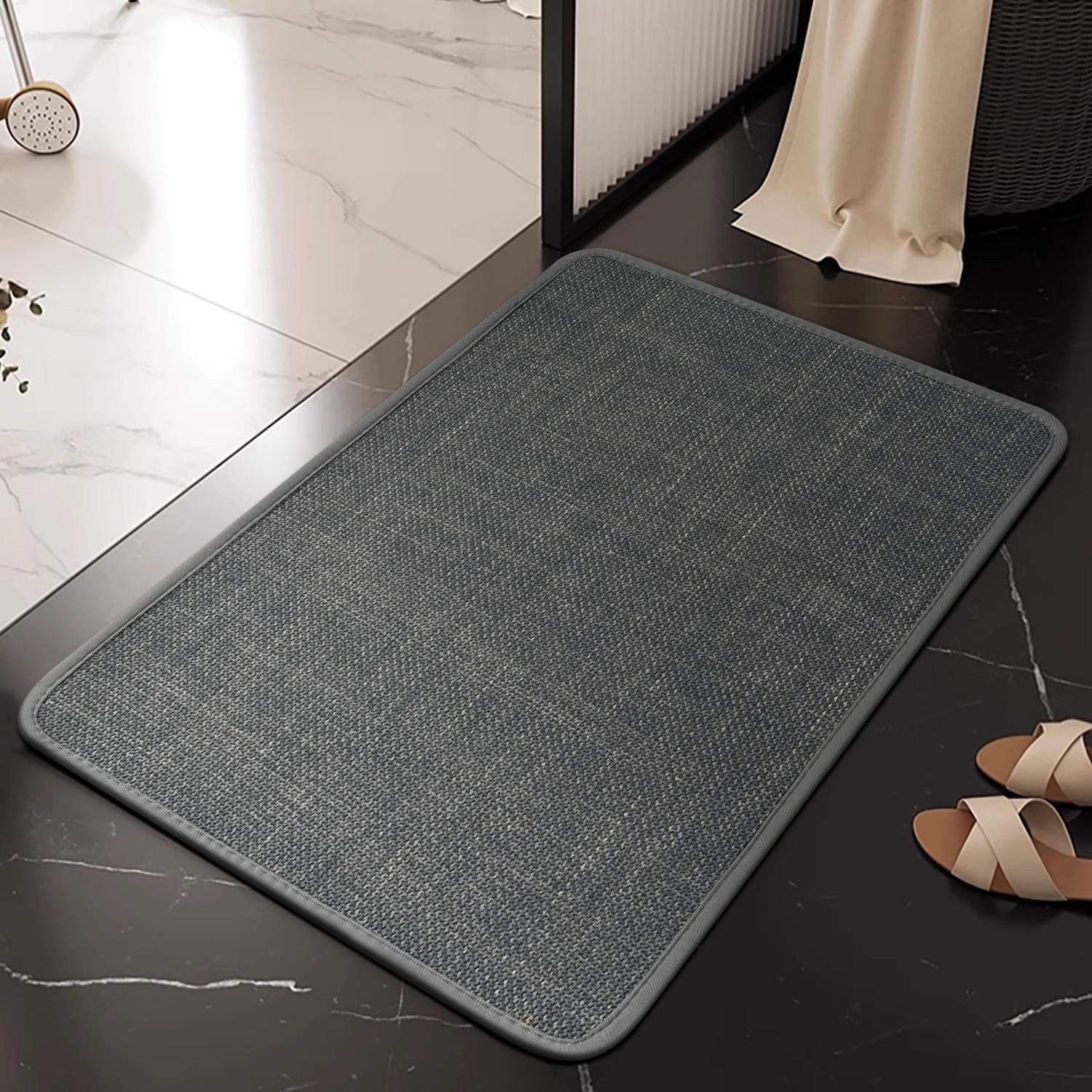 2025防滑亚麻地垫卫生间吸水地垫浴室脚垫加厚亚麻地毯厕所门垫子
