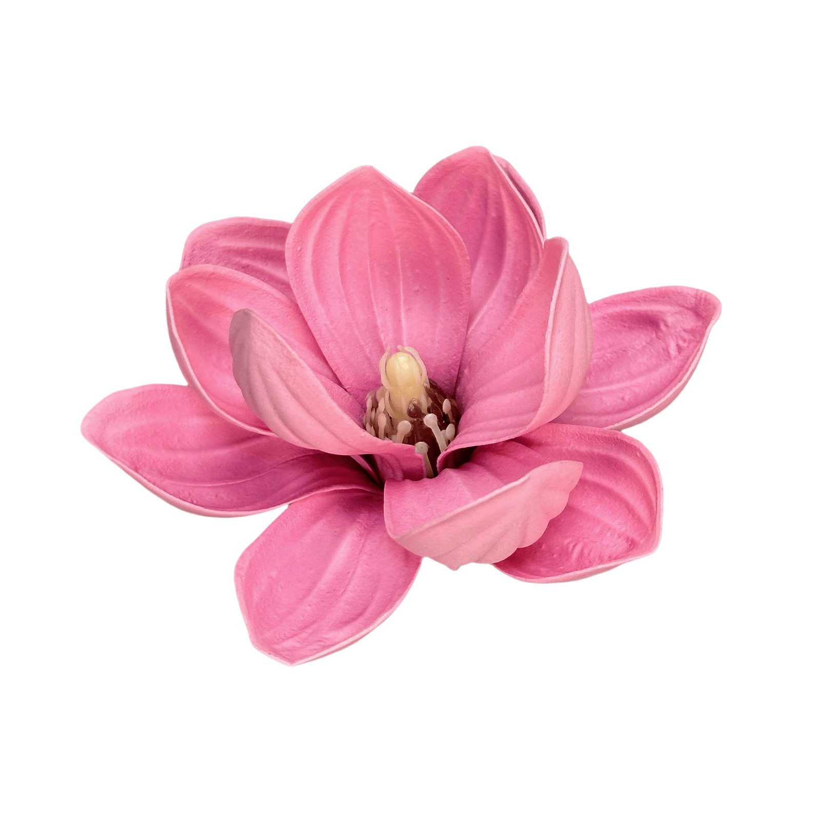 跨境仿真花EVA玉兰花头13cm手感头饰木棉花布置装饰假花摆件批发白底实物图