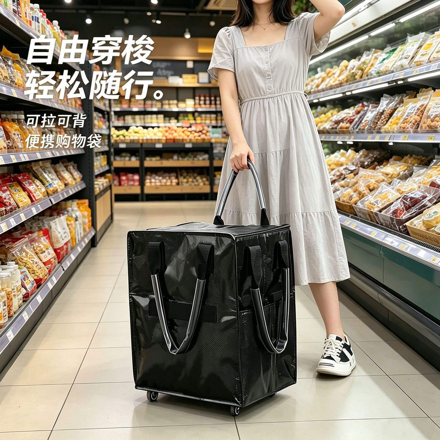 Pull-handle shopping bag, folding storage, hand-held tugboat luggage, outdoor business travel bag, large-capacity camping storage bag