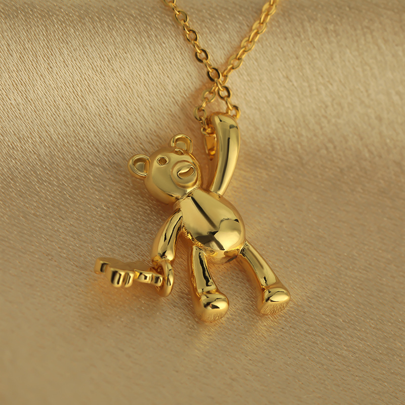 Fashionable women's versatile necklace, creative bear pendant, copper-plated real gold, fashionable necklace, wholesale of internet-famous accessories Specification drawing